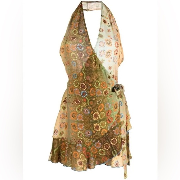 SIEDRES Kai Floral-Print Halterneck Wrap Minidress size EU 40/US LARGE - Picture 9 of 15
